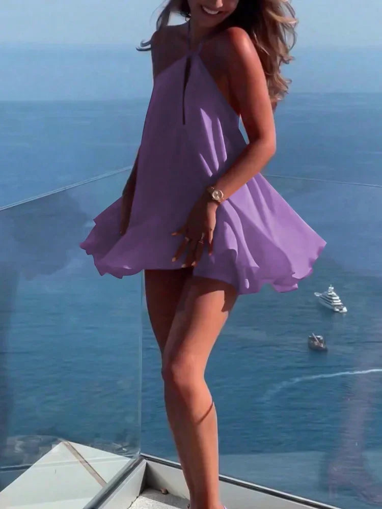 โ๏ธ๐ Lunaria Tidal Muse Halter Dress โง๐ผ