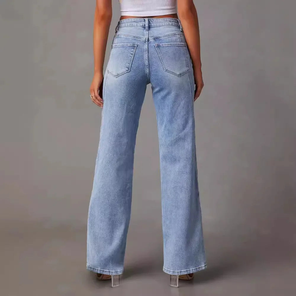 🌙 Lunaria DriftStitch Wide-Leg Jeans