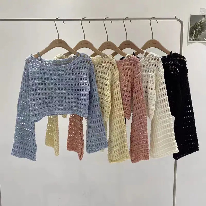 Lunaria's Long Sleeve Crochet Knit Top