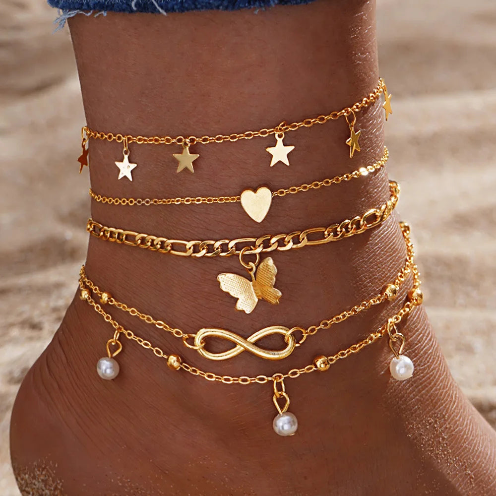 🦋 Lunaria Solstice Charm Anklet Set 🦋