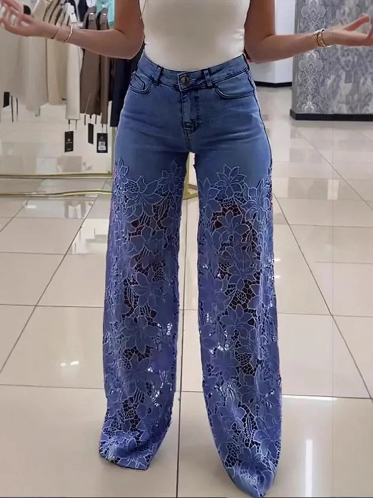 Moonlace Wide-Leg Jeans by Lunaria’s