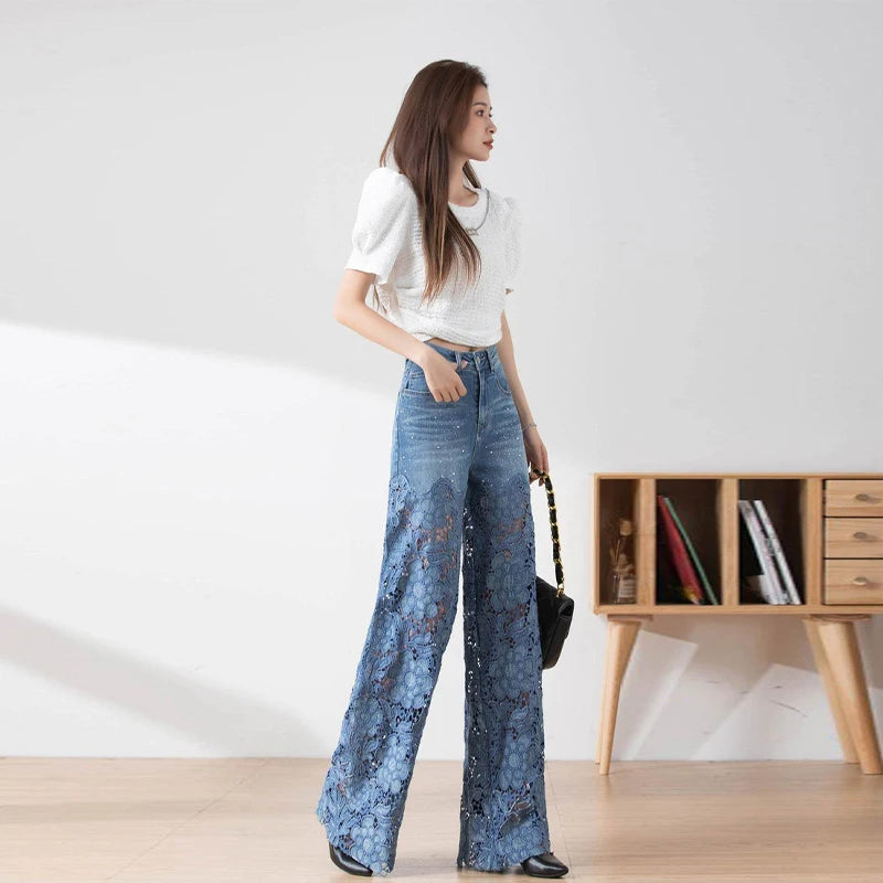 Moonlace Wide-Leg Jeans by Lunaria’s