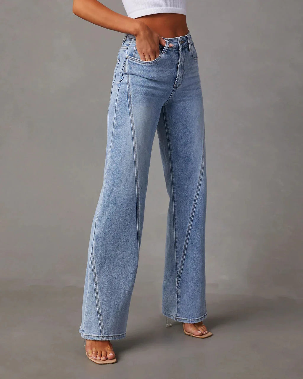🌙 Lunaria DriftStitch Wide-Leg Jeans
