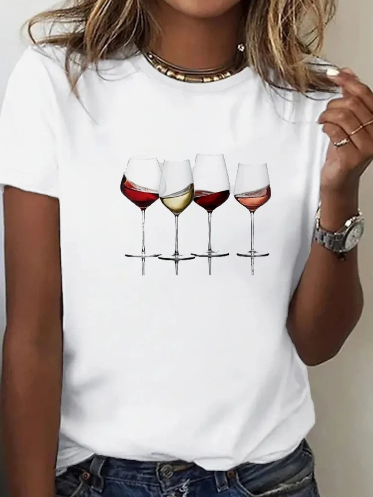 Wine is Life! Short Sleeve T Shirt Top Girl