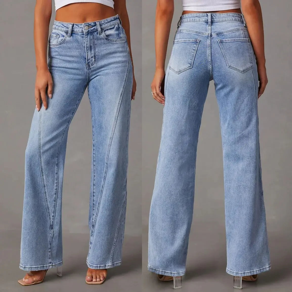 🌙 Lunaria DriftStitch Wide-Leg Jeans