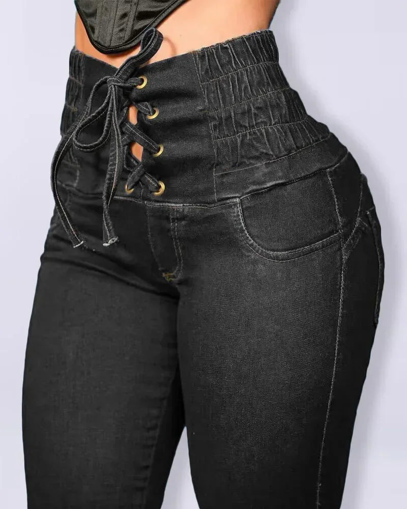 ✦ Lunaria Orbit Lace-Up Sculpt Jeans