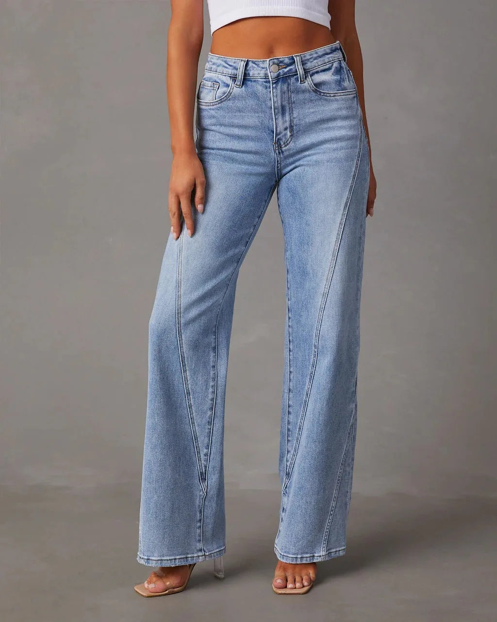 🌙 Lunaria DriftStitch Wide-Leg Jeans