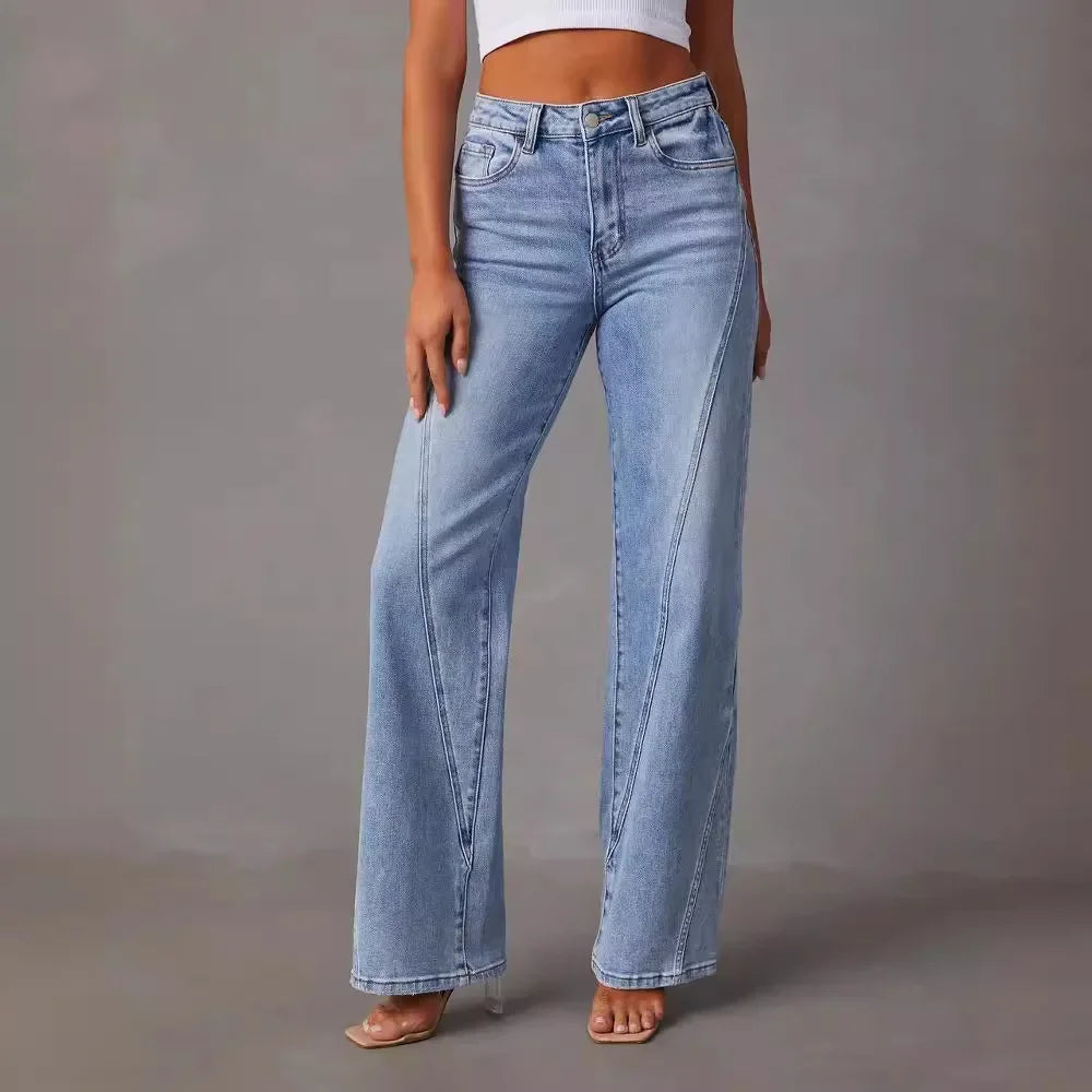 🌙 Lunaria DriftStitch Wide-Leg Jeans