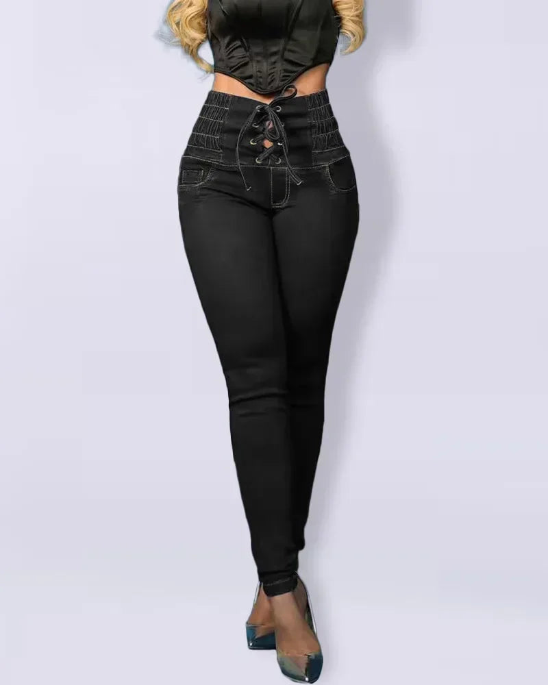✦ Lunaria Orbit Lace-Up Sculpt Jeans