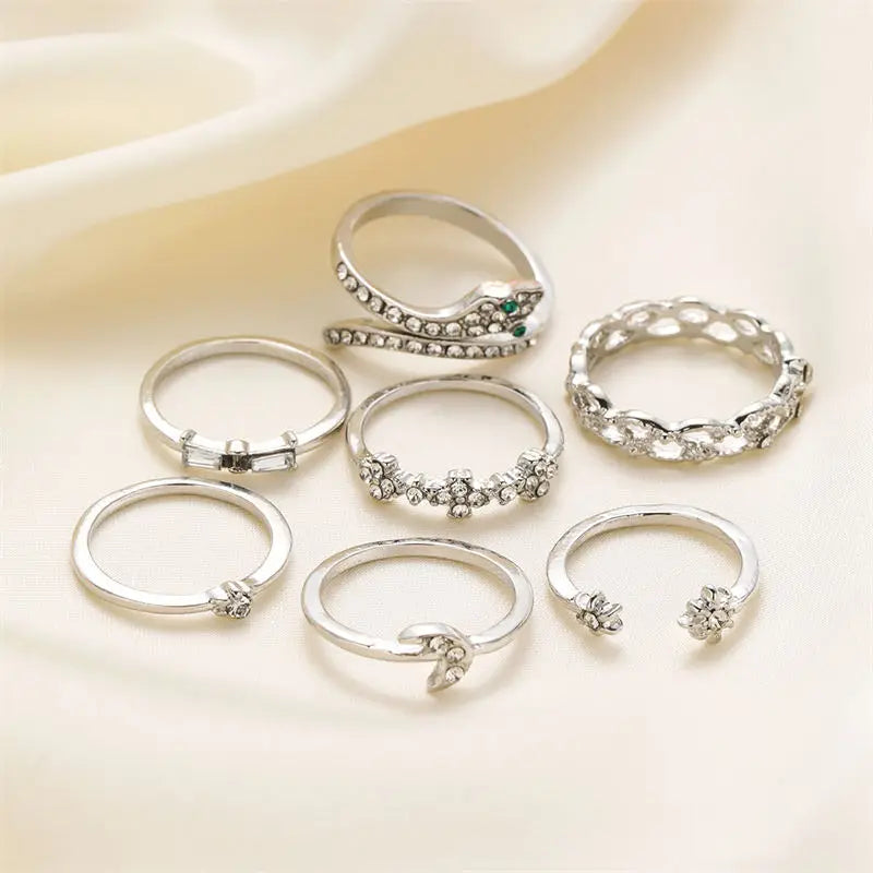 🌙 Lunaria SerpentMoon Ring Set 🌙