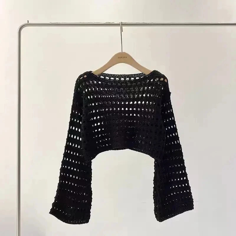 Lunaria's Long Sleeve Crochet Knit Top