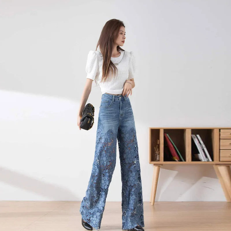 Moonlace Wide-Leg Jeans by Lunaria’s