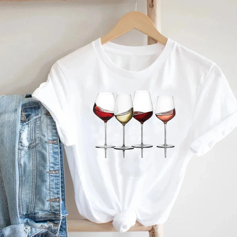 Wine is Life! Short Sleeve T Shirt Top Girl