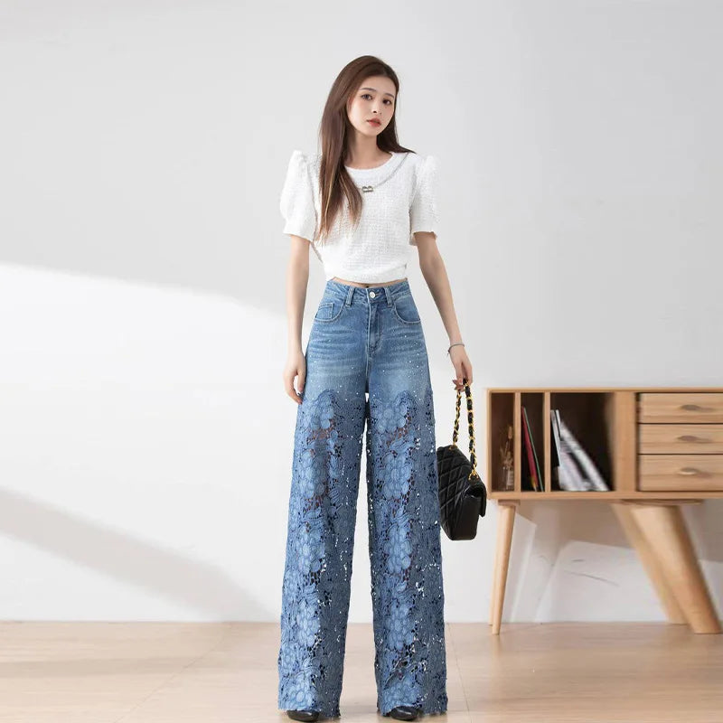 Moonlace Wide-Leg Jeans by Lunaria’s