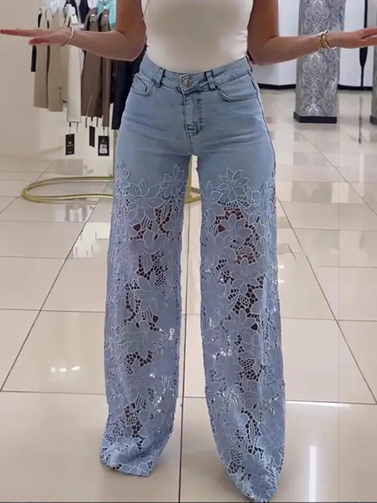 Moonlace Wide-Leg Jeans by Lunaria’s