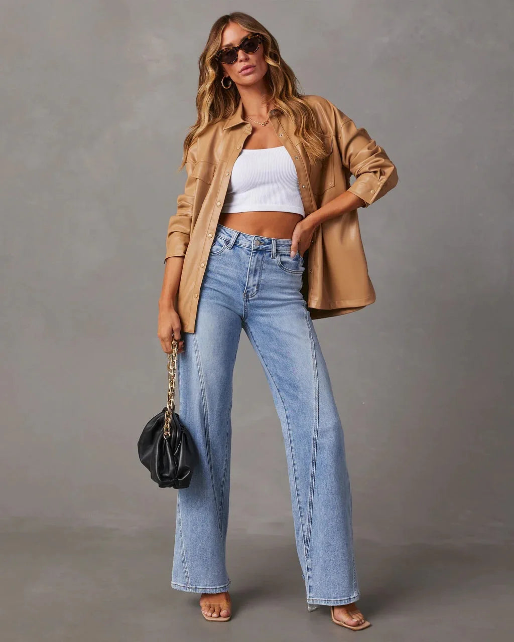 🌙 Lunaria DriftStitch Wide-Leg Jeans