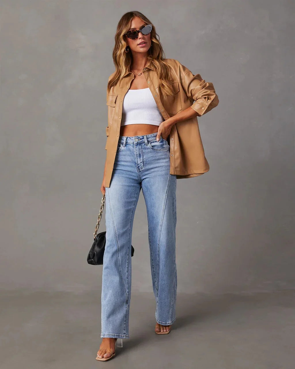 🌙 Lunaria DriftStitch Wide-Leg Jeans