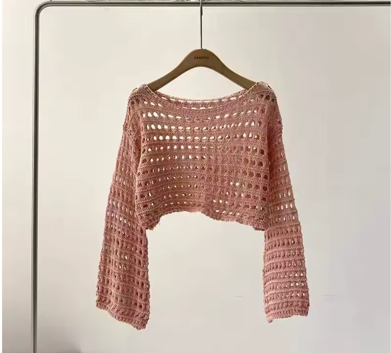 Lunaria's Crochet Top Long Sleeve Crop Pullover