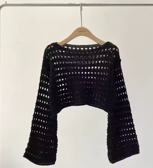 Lunaria's Long Sleeve Crochet Knit Top
