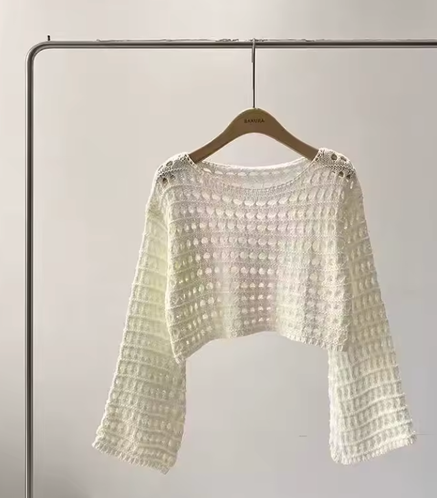 Lunaria's Long Sleeve Crochet Knit Top