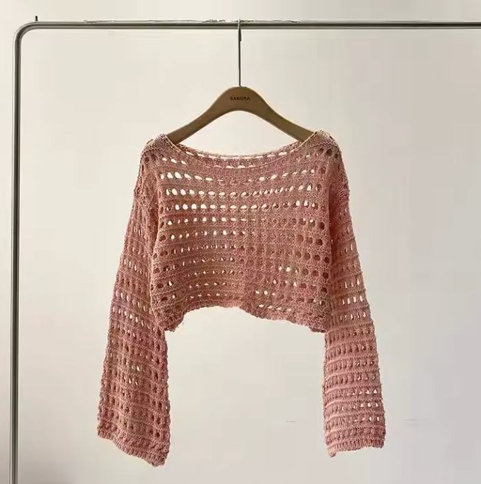 Lunaria's Long Sleeve Crochet Knit Top