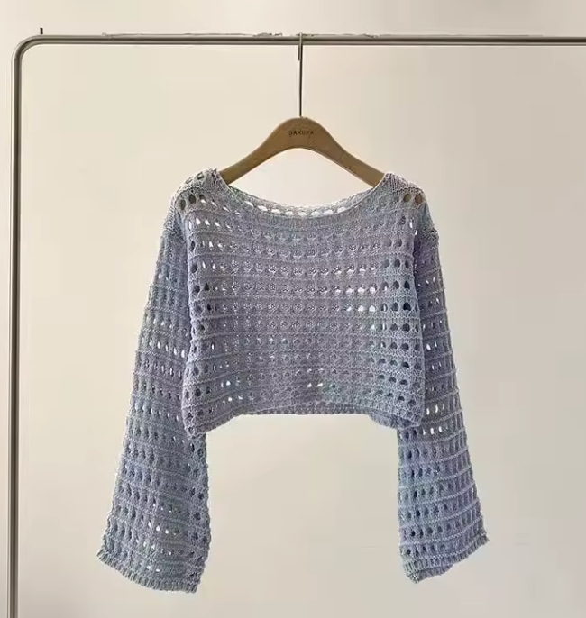 Lunaria's Long Sleeve Crochet Knit Top