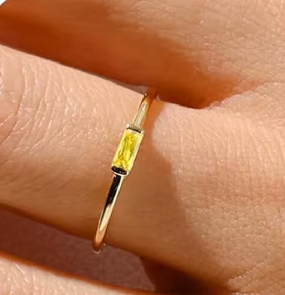 🌈 Lunaria BaguetteAura Birthstone Ring 🌈