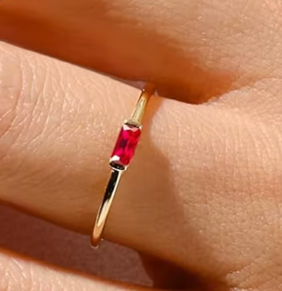 🌈 Lunaria BaguetteAura Birthstone Ring 🌈