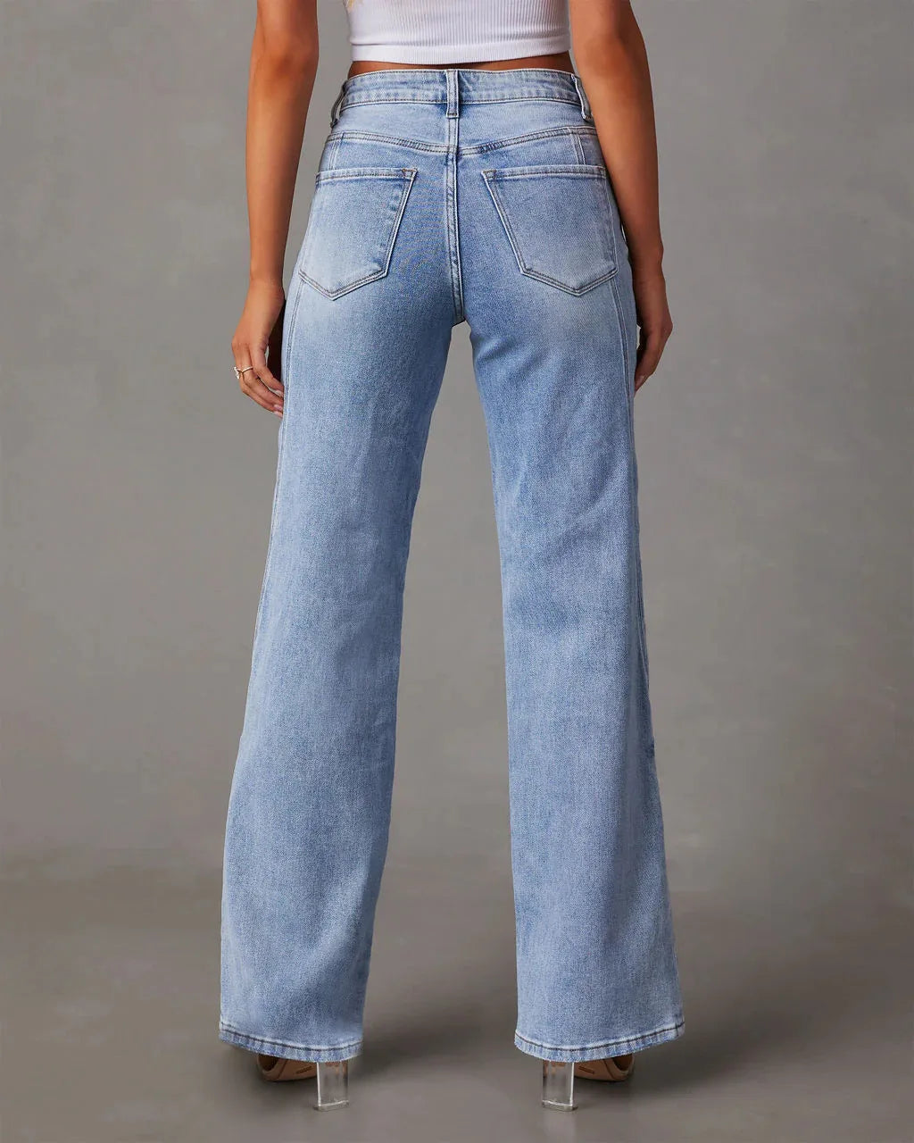 🌙 Lunaria DriftStitch Wide-Leg Jeans