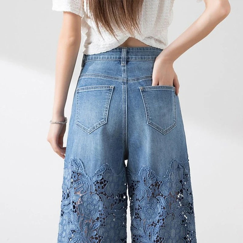 Moonlace Wide-Leg Jeans by Lunaria’s