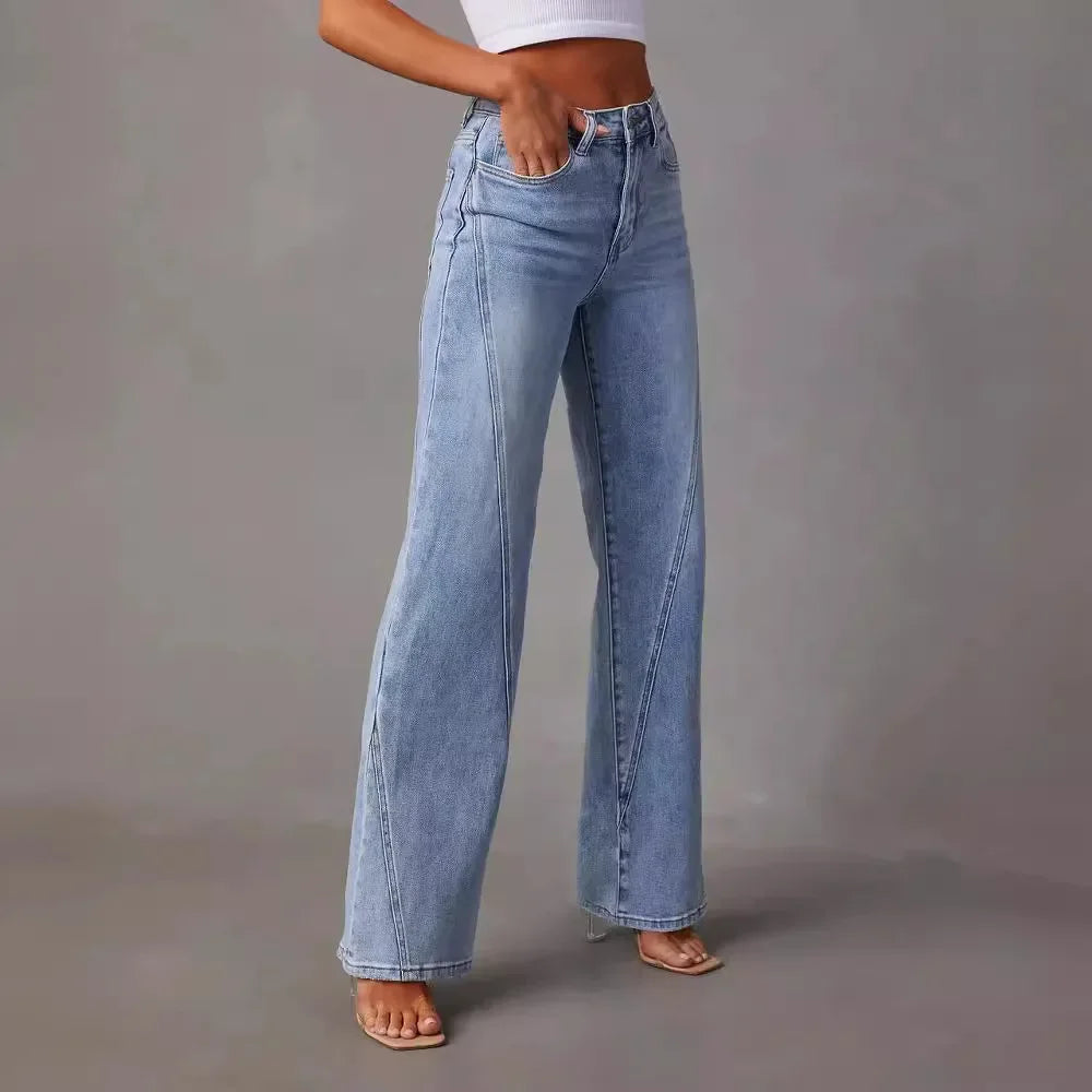 🌙 Lunaria DriftStitch Wide-Leg Jeans