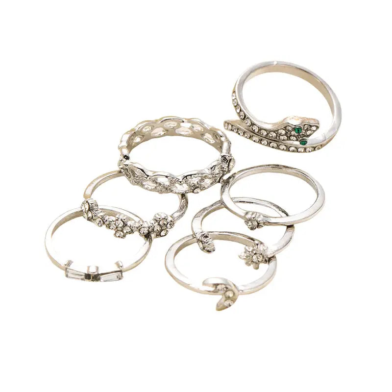 🌙 Lunaria SerpentMoon Ring Set 🌙