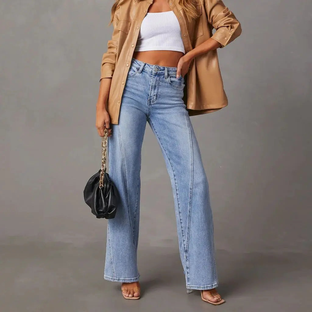 🌙 Lunaria DriftStitch Wide-Leg Jeans