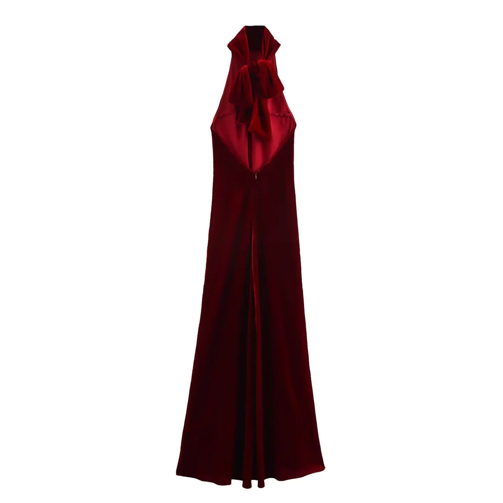 ✦ Garnet Eclipse Bow-Back Gown 𓆃